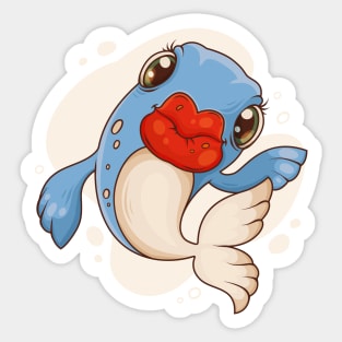 Big Lips Funny Fish Sticker